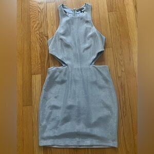 Silver Sparkly Cutout Mini Dress